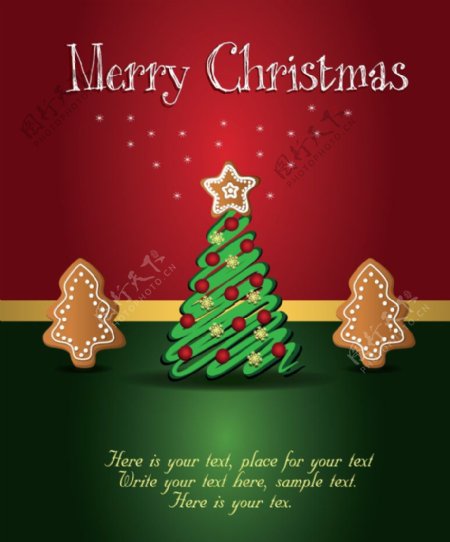 圣诞糕点圣诞树星星卡片图片