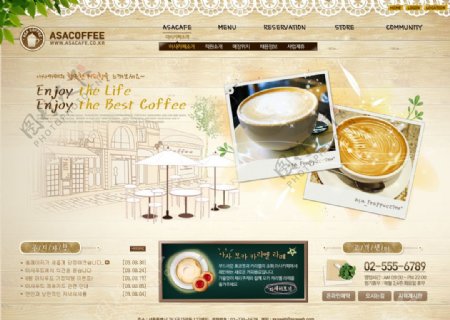 韩国咖啡店菜谱餐台图片