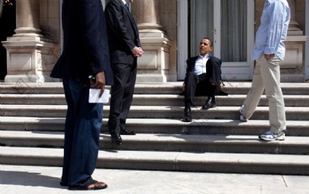 台阶上的奥巴马图片