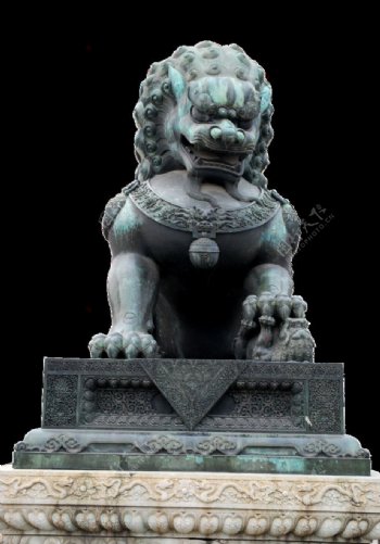 北京故宫铜狮母图片