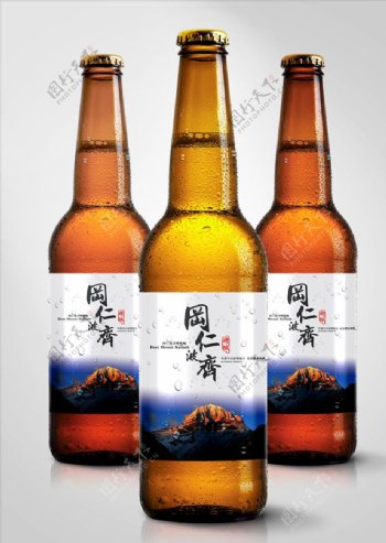 冈仁波齐金色啤酒瓶贴标签