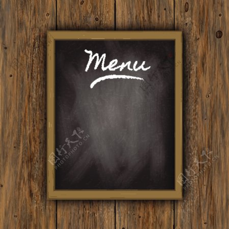 木板上的黑板菜单