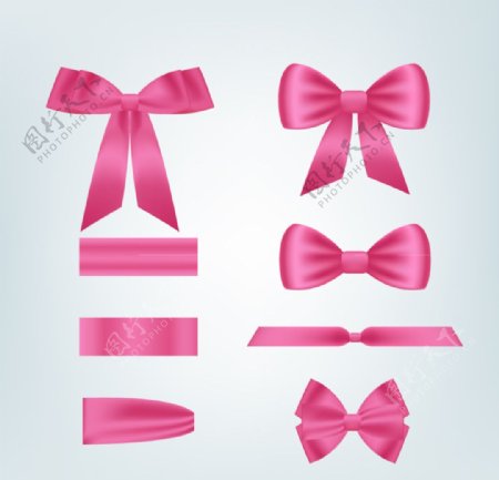 粉色丝带与蝴蝶结矢量素材