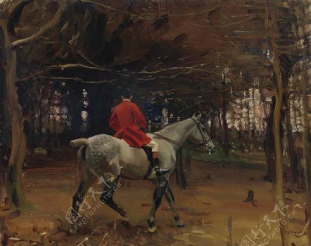 骑马的人油画