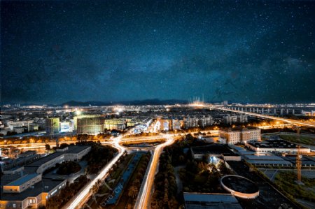 星空下的城市夜景