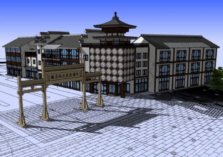 小镇广场3D模型