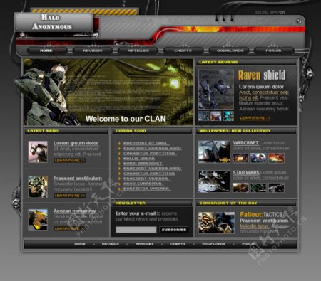 经典黑色网页游戏页面设计