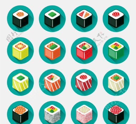 方形日本寿司图标