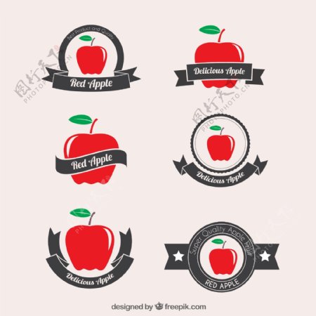红色苹果标签矢量