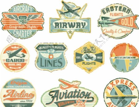 复古航空标签