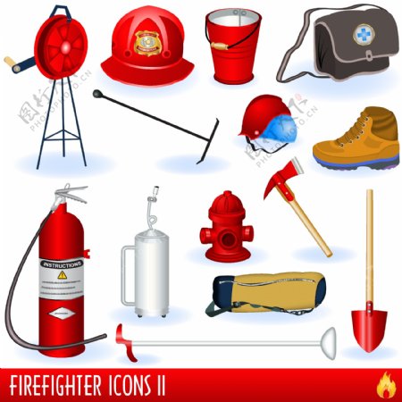 消防器材用品图标矢量