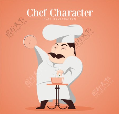 卡通厨师烹饪海报