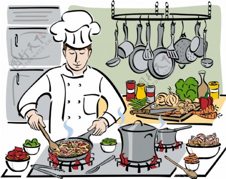 卡通烹饪厨师插画矢量素材