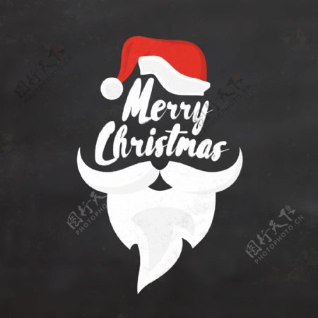 黑板手绘圣诞节圣诞老人头像