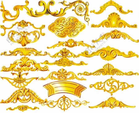 金色金属质感花纹花边装饰素材