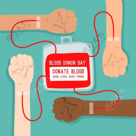 卡通世界献血日海报背景