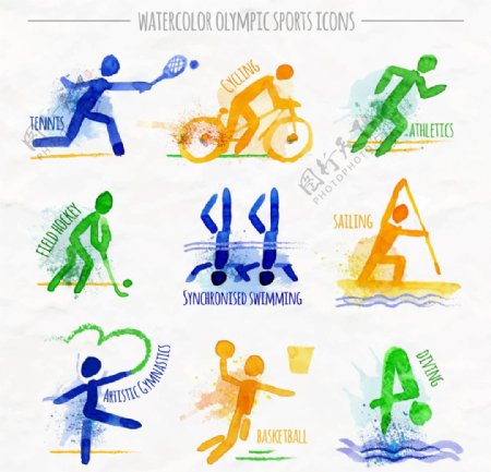 水彩画的奥林匹克运动