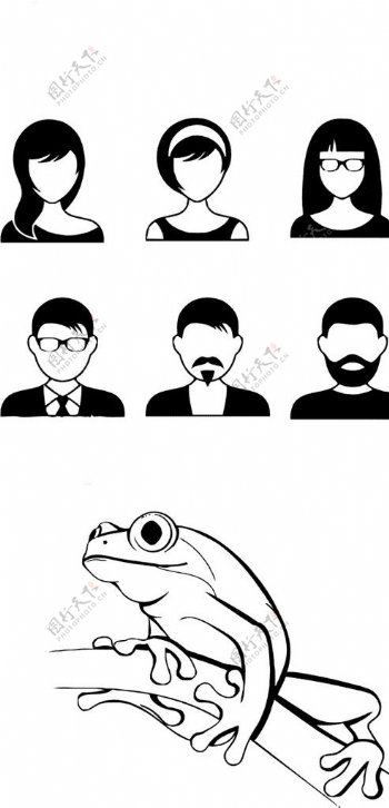 女人男人青蛙剪影