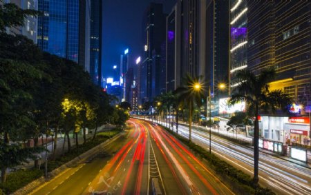 香港街头夜景车流