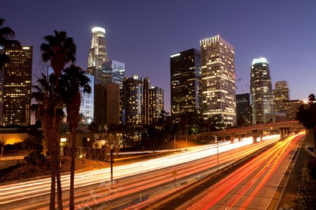 洛杉矶城市道路夜景