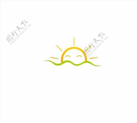 太阳阳光波浪海洋标志图案