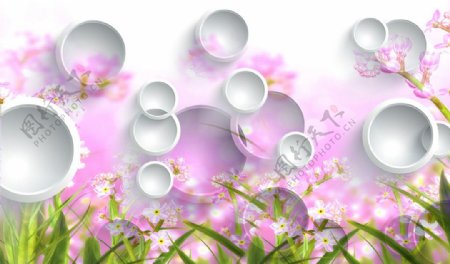 3D圆圈温馨花卉背景墙