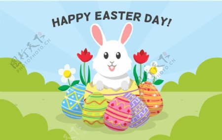 快乐复活节彩蛋兔子海报