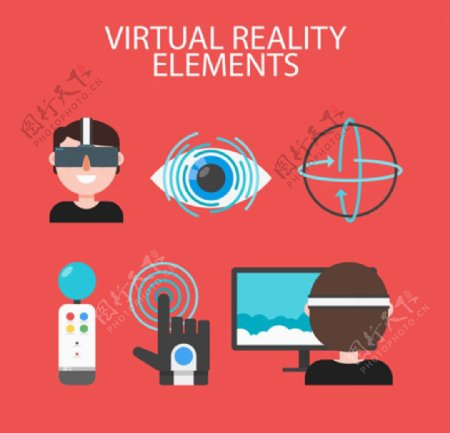 VR虚拟现实眼镜配件元素