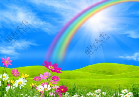 草原美丽彩虹图片图片