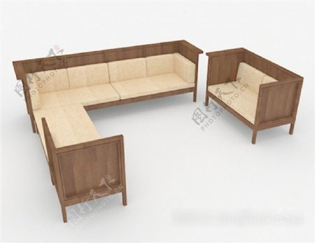 木质沙发模型效果图