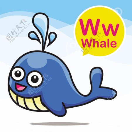 鲸鱼卡通小动物矢量背景素材