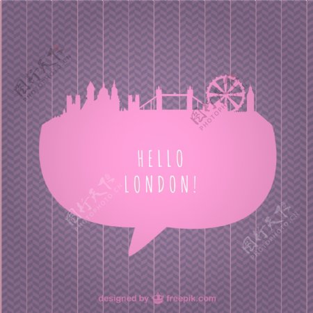 粉红色的伦敦城市景观