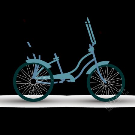 蓝色自行车插画免抠png透明图层素材