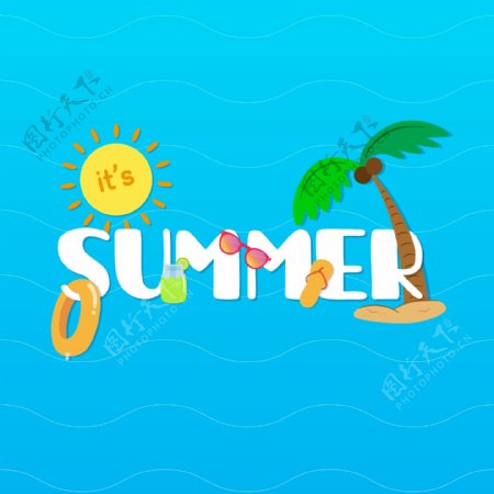 创意夏季SUMMER艺术字矢量