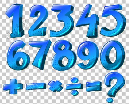 蓝色的数字数学符号插图