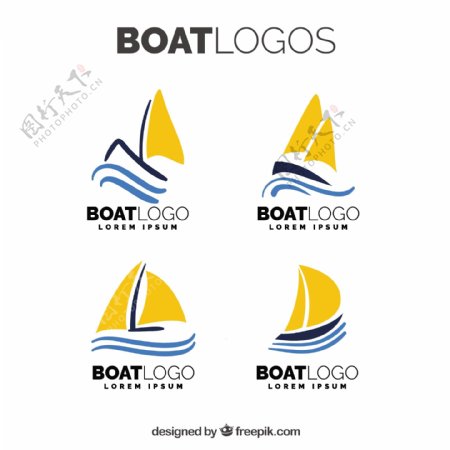 橙色帆船标志logo