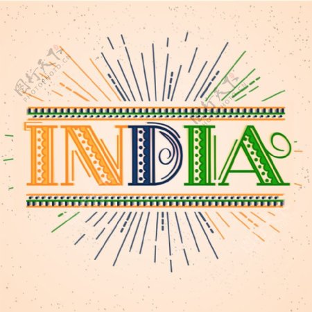 印度共和国日的背景与不同颜色的线条