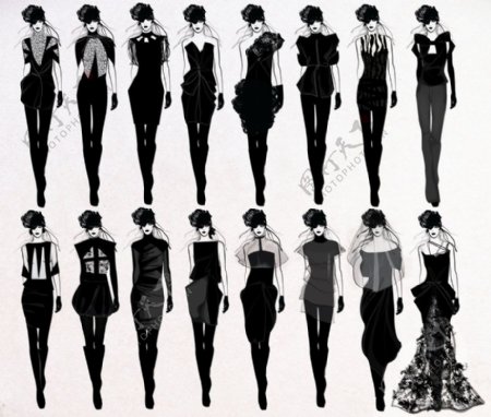 16款黑色系女装设计图