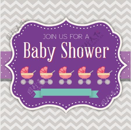 婴儿淋浴邀请卡片图标矢量