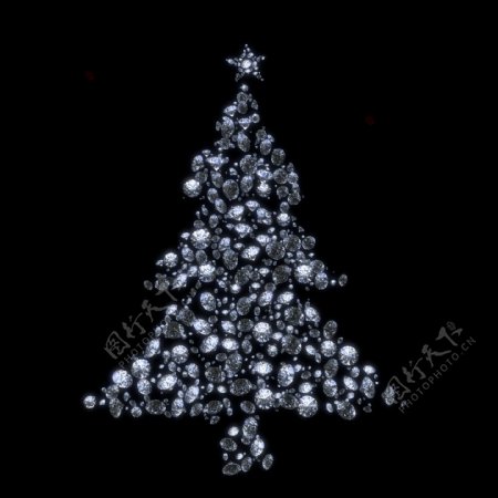 钻石构成的圣诞树图片
