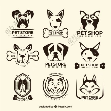 复古标志与装饰狗品种