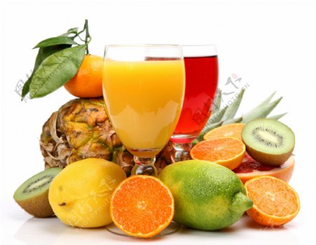 橙汁和水果素材图片