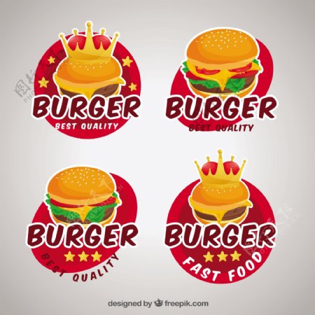 美味的汉堡插图彩色标志图标