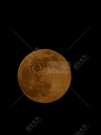 晚上黄月亮缩放充分月亮星星清晰特写镜头行星