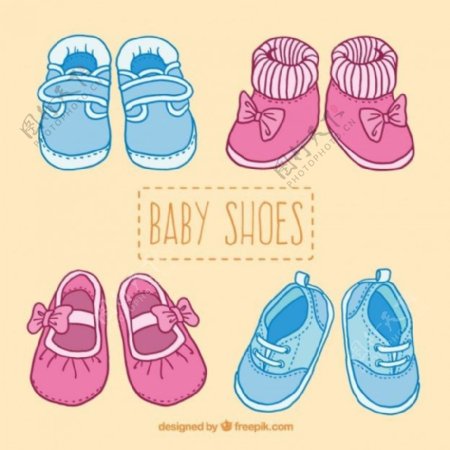 可爱的婴儿鞋插图