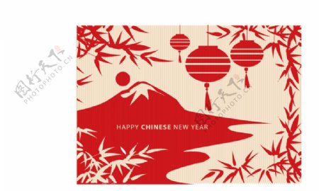 中国新年风景壁画墙纸