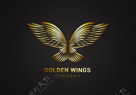 金色翅膀图标标志