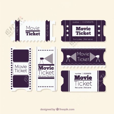 黑色和白色的老式电影票图片