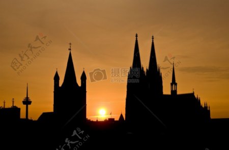 夕阳下的科隆大教堂