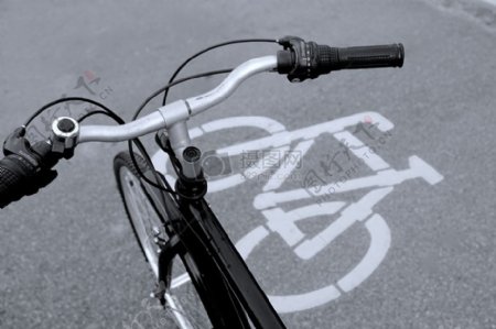 地面上的自行车标志
